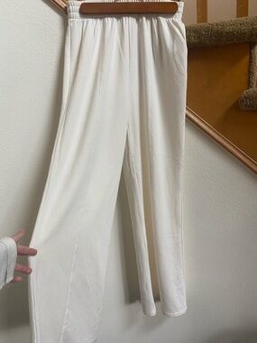 NWOT HG White Wide Leg Soft Fleece-Lined Lounge/Sweats, Women’s sz S